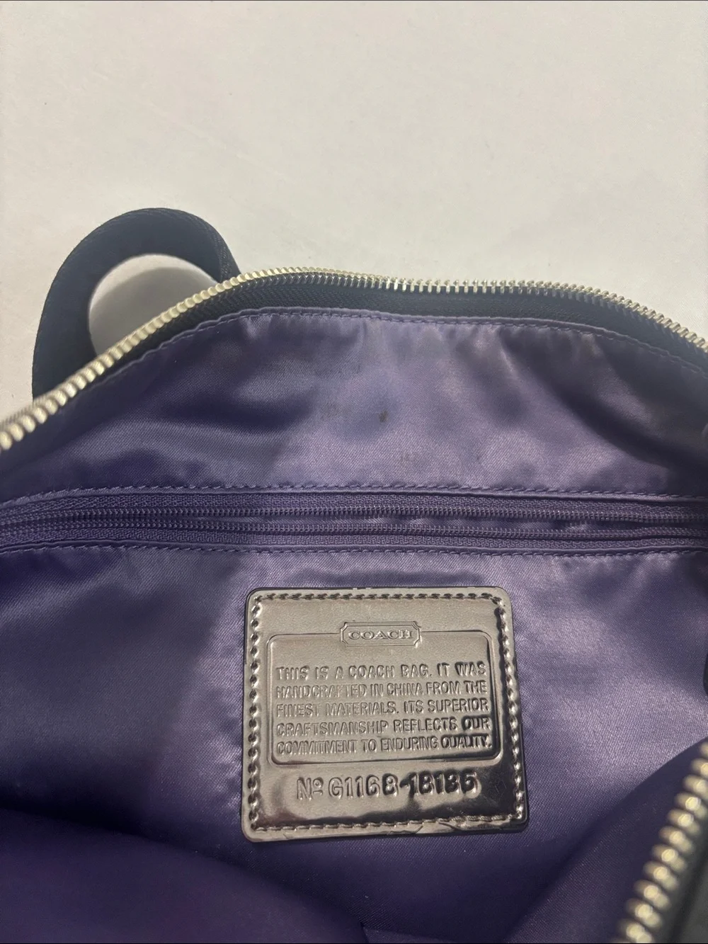Coach Poppy Metallic Gray/Black Signature Hand/Shoulder Bag